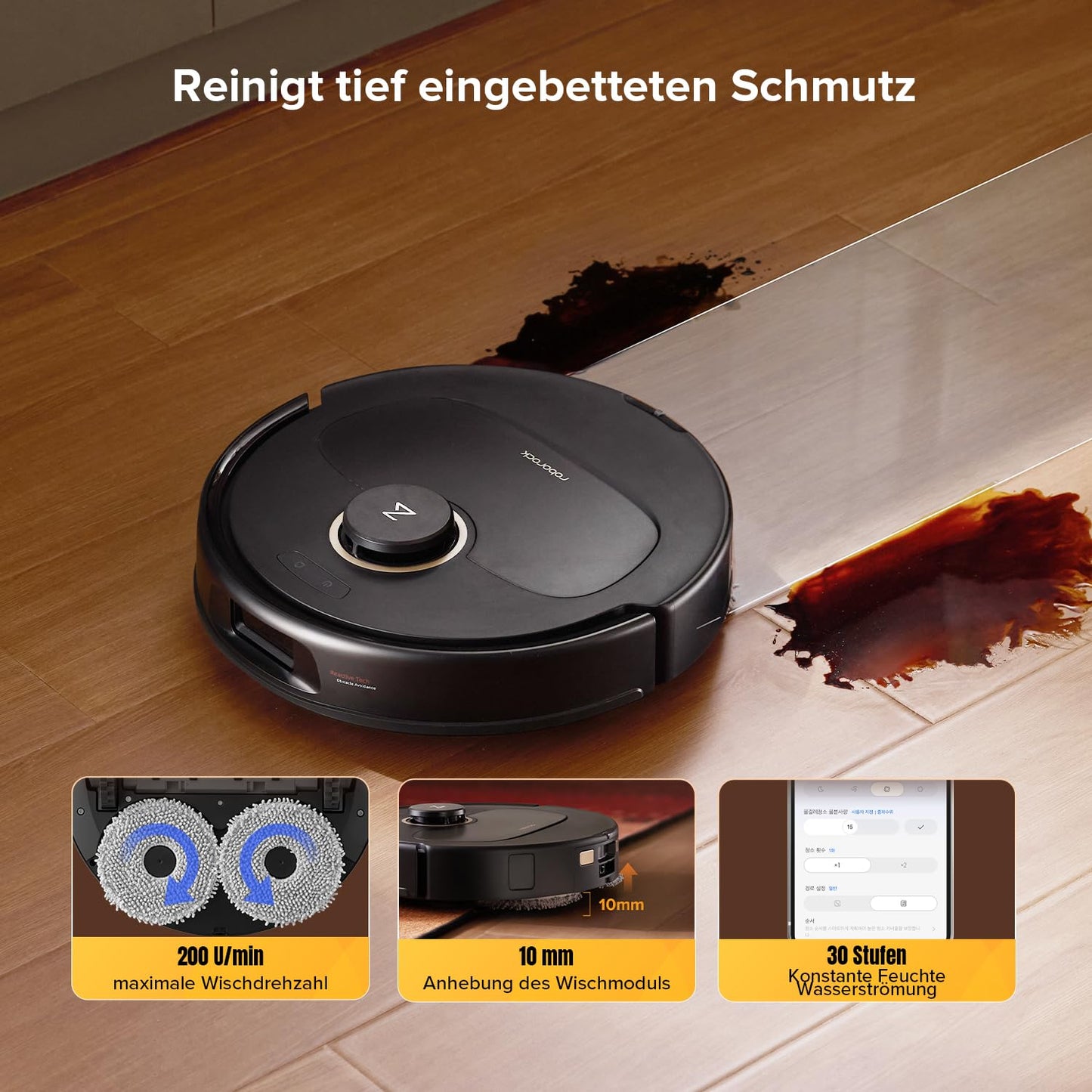 Roborock Qrevo S5V vacuum cleaner robot with mopping function & lift-off mop, 12,000Pa suction power, Zero-Tangle system, warm air drying, intelligent obstacle avoidance, multi-function docking station (Black)