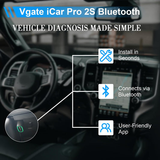 Vgate iCar Pro 2S Bluetooth OBD2 Diagnostic Tool for iOS, Android & Windows. Supports Electric and Hybrid Vehicles. Auto Scan Tool.