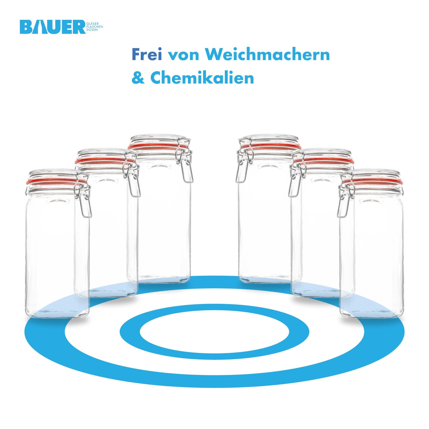 Bottle maker - 12-piece set wire bail jars 1550ml, usable as canning and fermenting jars, for storage, jars for filling, including labels, jars with wire bail - Made in Germany.