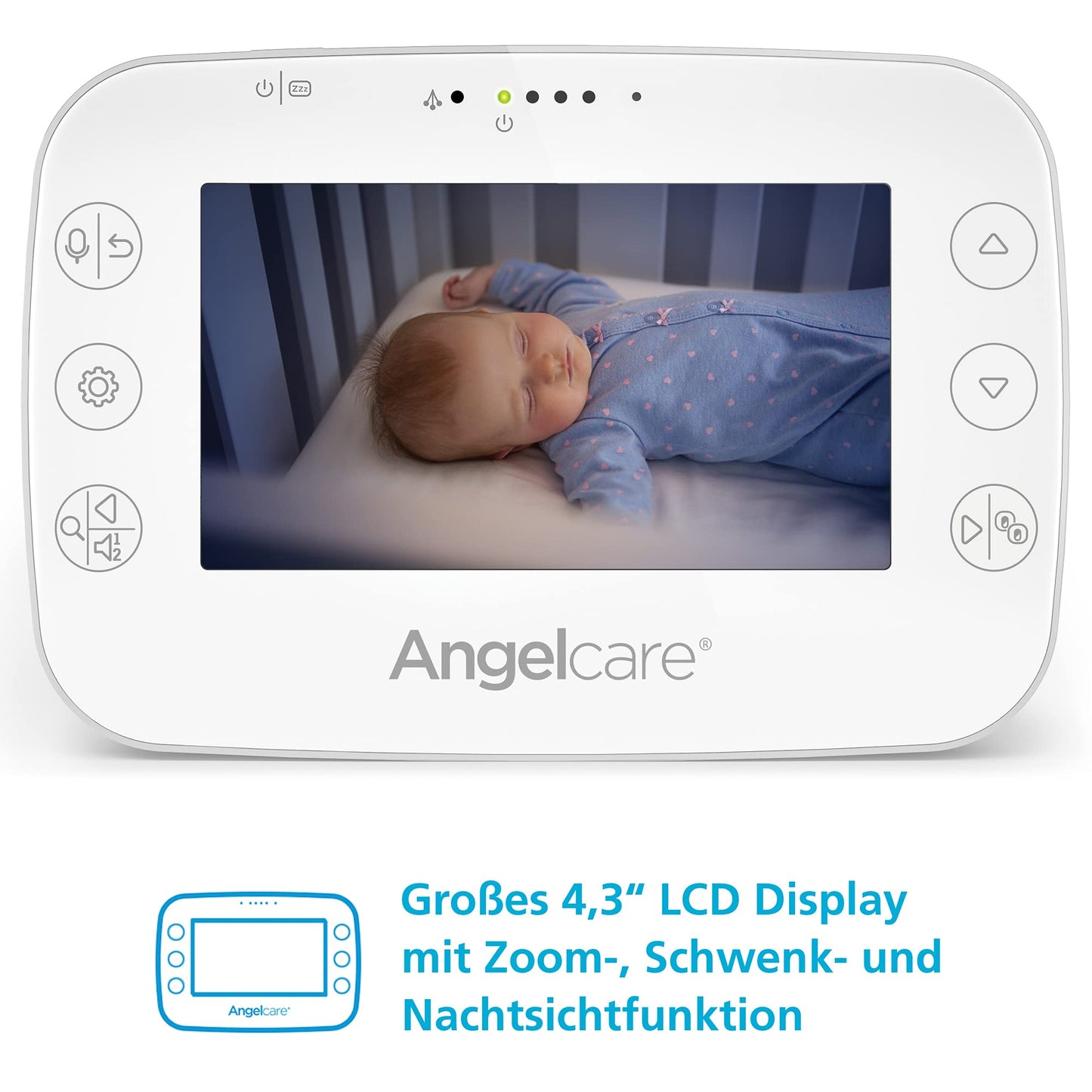Angelcare SmartSensor Pro 3, 3-in-1 monitoring: video + audio + movement with wireless sensor pads, room temperature display.