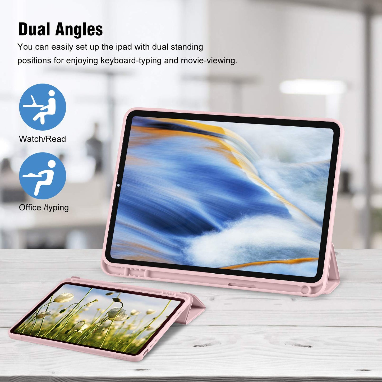 Case for iPad 11th Generation 2025 / iPad 10th Generation 2022 (10.9/11 inch) with Pencil Holder, Trifold Stand, Auto Sleep/Wake, Flexible TPU Back, Protective Cover for 11/10 Gen, Pink