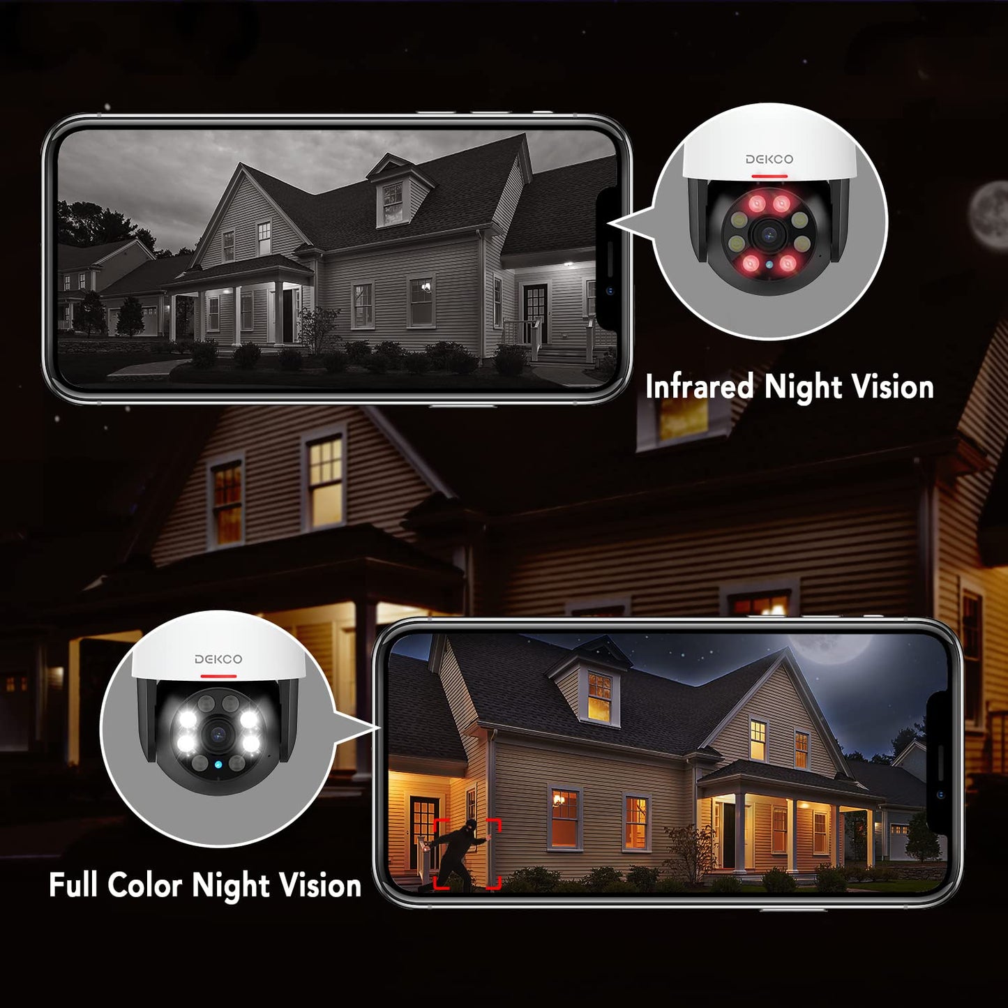 DEKCO 2K Outdoor WiFi Surveillance Camera, 350°/90° Rotatable WiFi Camera for Outdoor, 3MP WiFi Camera with Auto Tracking, 30m Color Night Vision, 2-Way Audio, IP66...