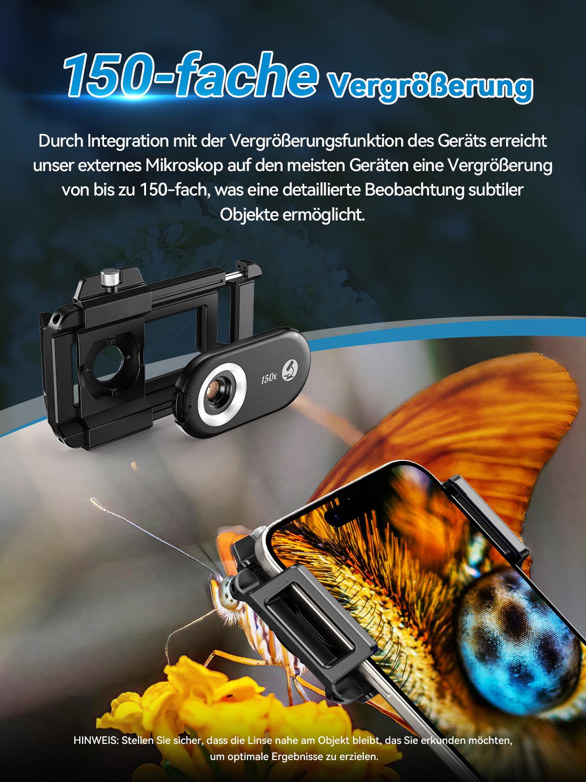 Apexel 150X mini microscope for smartphone camera, handy microscope for smartphone, explore Micworld with smartphone microscope.