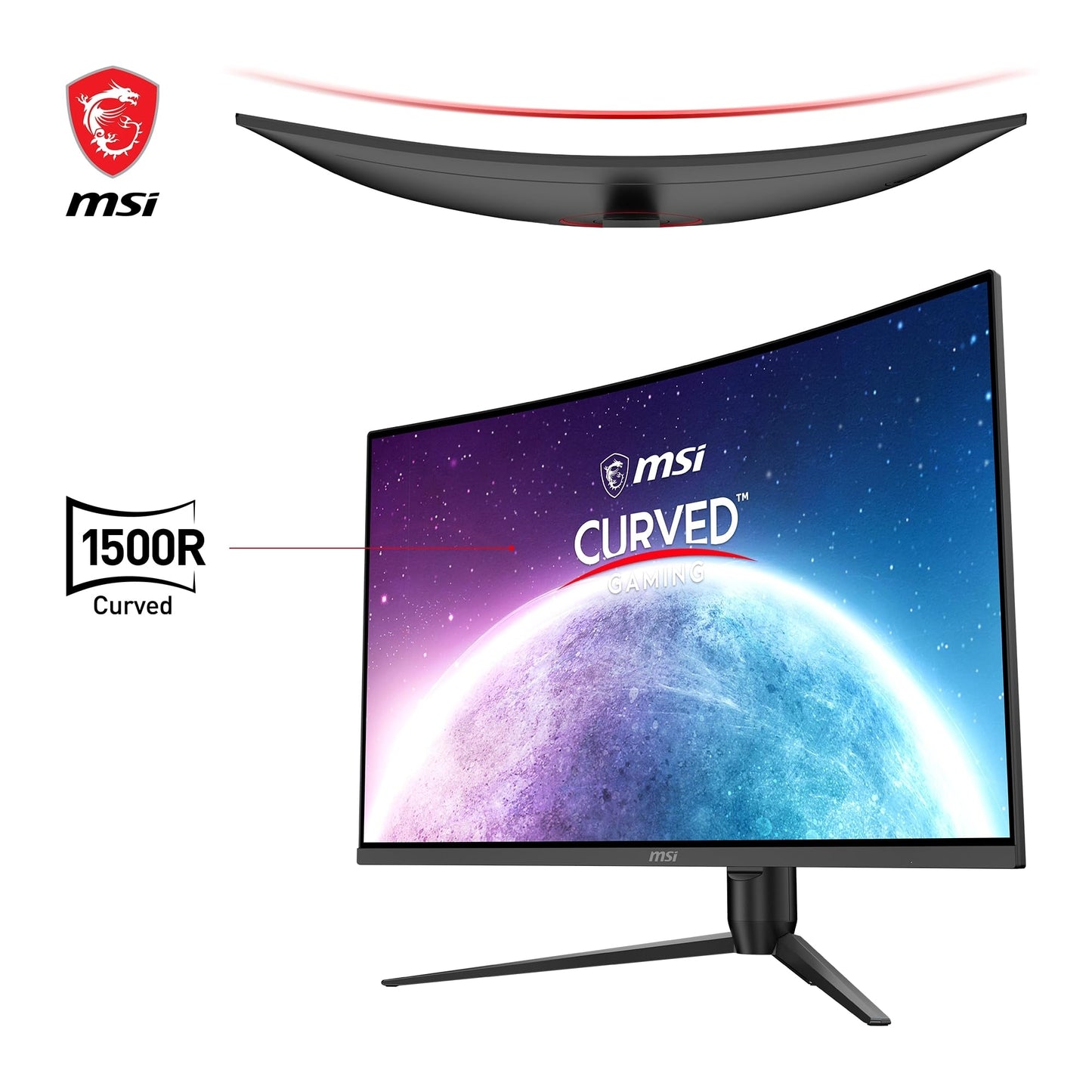 MSI G32CQ5P 31.5 inch (80cm) WQHD Curved Gaming Monitor - 1500R 2560 x 1440 VA Panel, 170Hz / 1ms, Adaptive Sync, 3-Way Adjustable Stand - DP 1.2a, HDMI 2.0b CEC