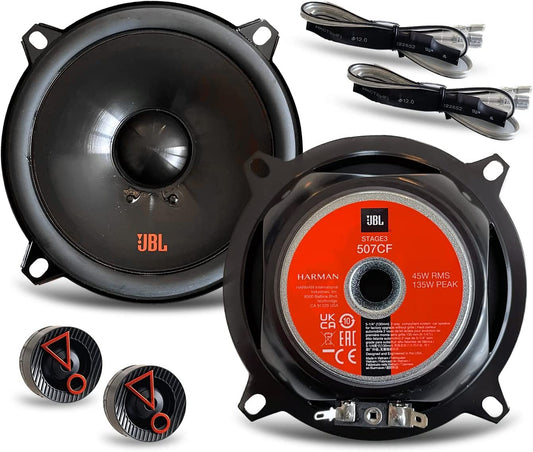 JBL Speaker Car Stage3 507CF - 135 Watt 2-Way Component Car Speaker Set by Harman Kardon - 13cm / 130mm / 5" Speakers without grille and 3.25cm tweeter, Black