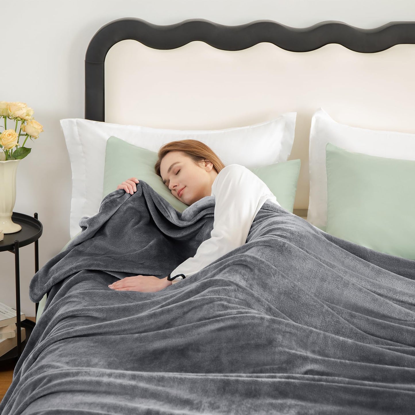 WAVVE cuddly blanket fluffy fleece blanket - sofa blanket 230x270 cm living room blanket couch blanket, gray blanket sofa light, large blanket huge sofa throw soft