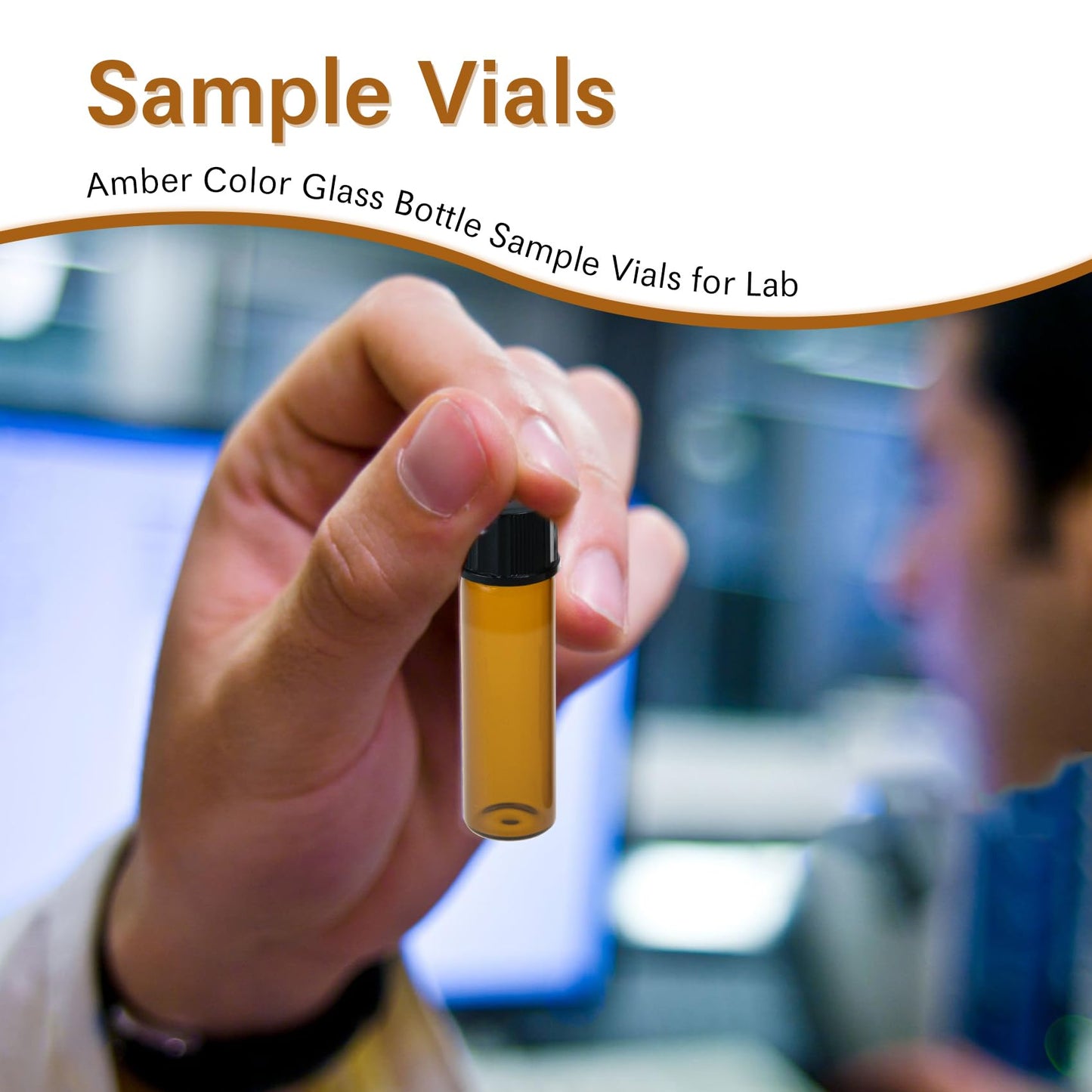 ALWSCI 20pcs 10mL amber glass sample vials 18-400 black closed top PP cap, PE liner sample container laboratory vials 22×52mm