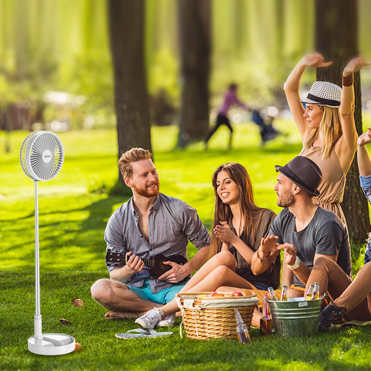 AICase Battery Operated Table and Stand Fan with Remote Control, Quiet 4-Speed Portable Fan, Adjustable Height Foldable; Ø 19.7 cm 7200mAh Rechargeable, includes USB-C Charging Cable.
