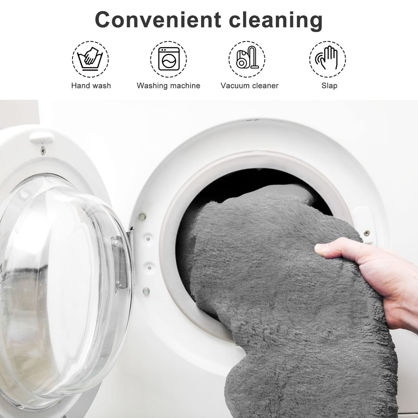 Cookit bean bag cover, chair cover, large, round, soft, fluffy PV velvet, washable, for lounging, sofa bed cover, living room, bedroom, furniture, 180 cm, white (cover only, no filling material)
