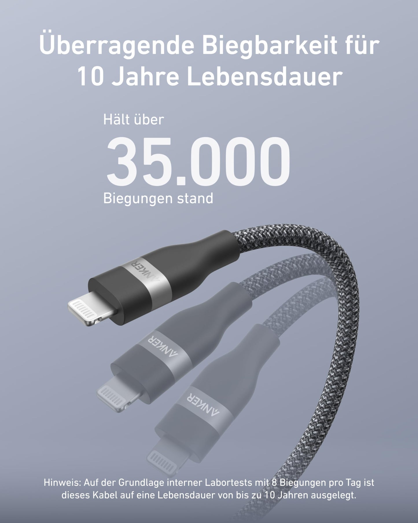 Anchor USB C Lightning Cable, Upcycled Woven USB C to Lightning Cable 180cm, ultra-fast charging cable for iPhone 14/13/12/11 Series and more.