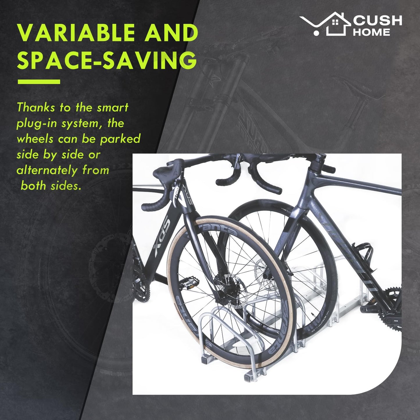 CCLIFE bike stand floor for 4 bikes with tire widths up to 65 mm Iron bike holder 101 x 32 x 26 cm