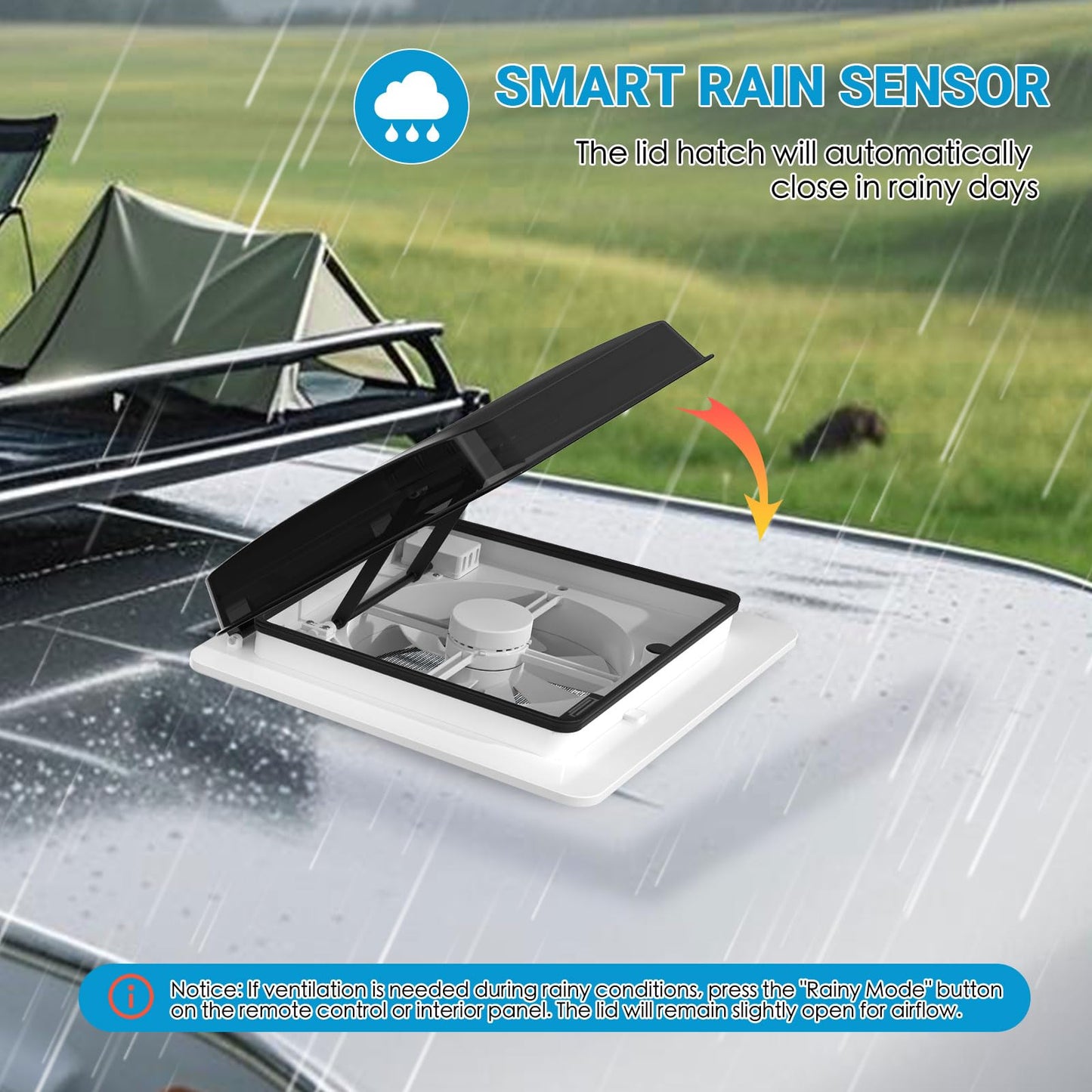 2012 Max Air Ventilation for RV Roof Fan Roof Vent Reversible Exhaust Fan, extremely quiet continuous ventilation RV 12V Remote, with 14" semi-transparent UV-resistant cover