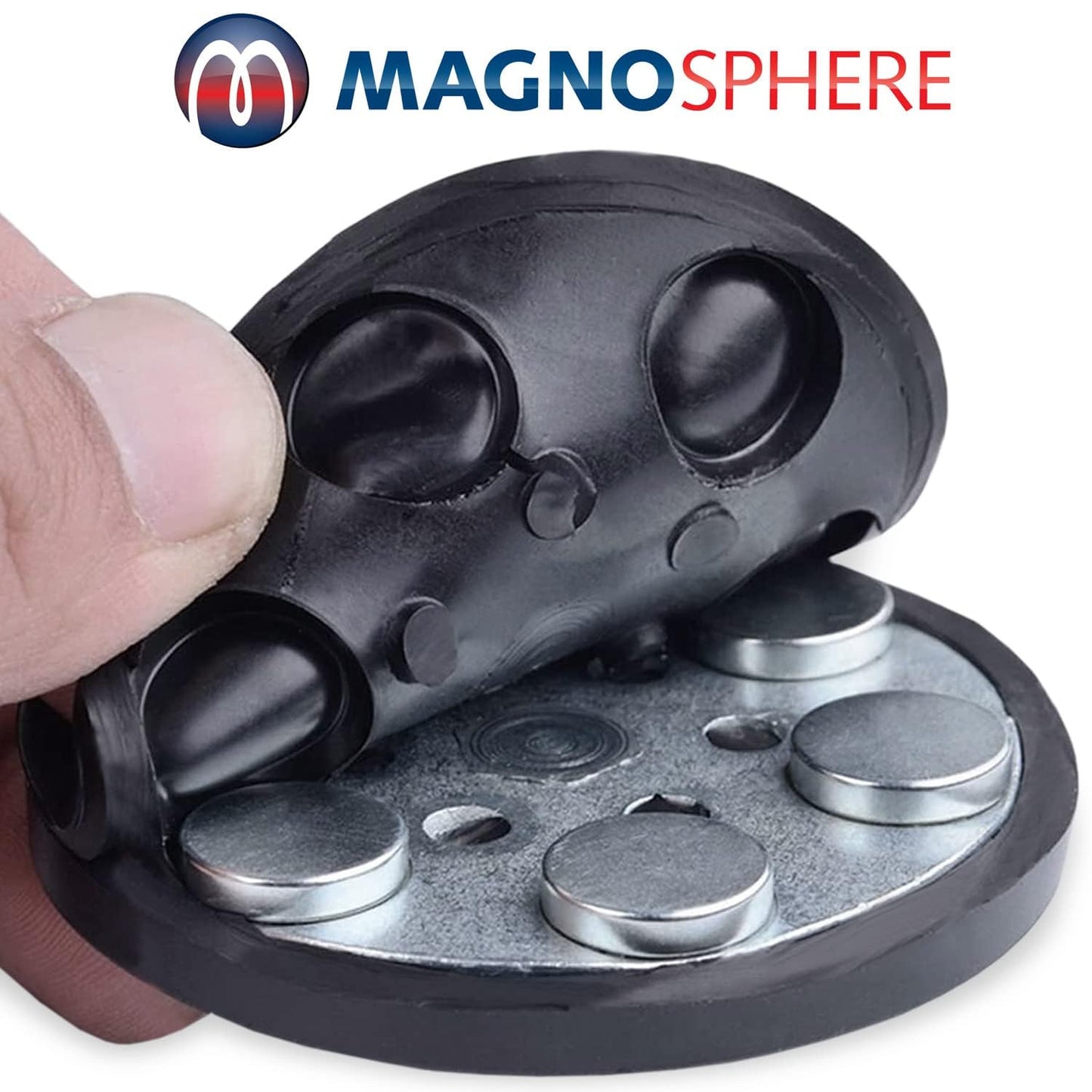 2 x Neodymium magnet system rubberized Ø 88 mm threaded stud (external thread) M8 - adhesive force 55 kg - 2 pieces - Strong magnets with rubber coating - Anti-slip coating