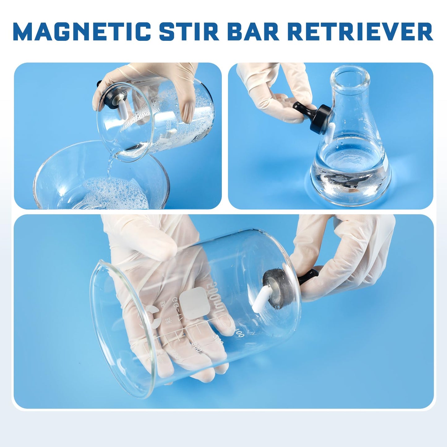 ANZESER Magnetic Stirrer with stirring bars, speed range 0-3500 rpm, stirring capacity 3000mL.