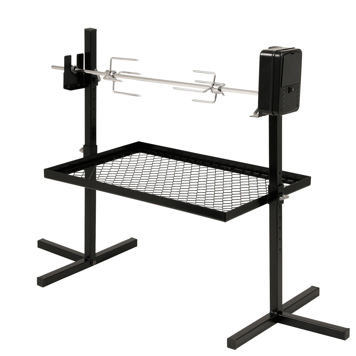 BBQ-Toro skewer set 70 cm | rotisserie for camping trip, bonfire | 2 meat needles, motor (battery), base with charcoal grate | grill accessory