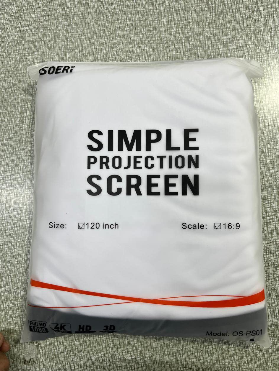 Osoeri Canvas Projector Screen 120 inch, 16:9 HD Foldable Projector Screen, Anti-wrinkle Dual-sided Projector Screen 265x149cm, Portable Projector Screen for Home, School, Meetings