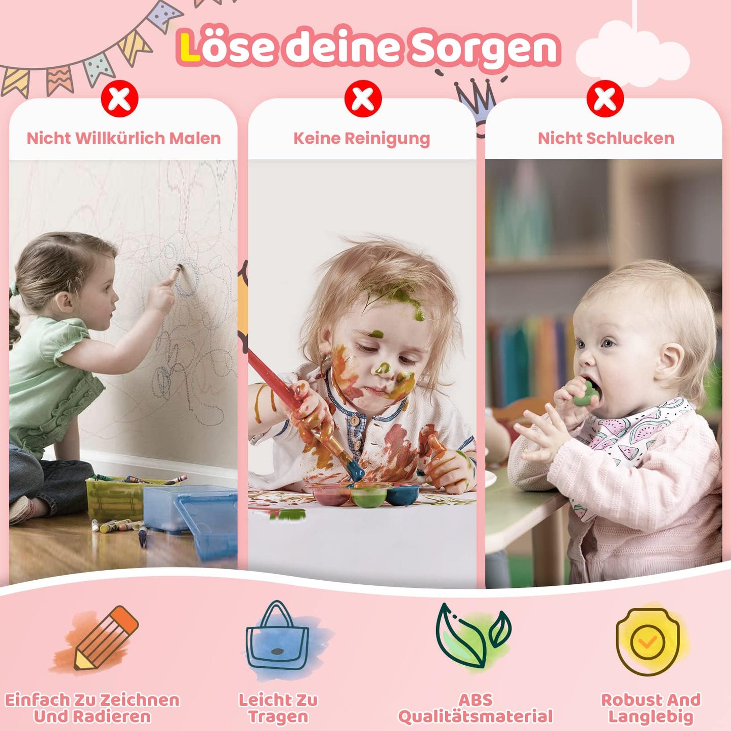 Kikidex Toddler Toy Ages 1-3, Magnetic Magic Drawing Board, Girls' Toy for 1-2 Years, Magic Painting Board Educational Toy for 1 2 3 Year Old Baby Kids, Birthday Gift (Pink)