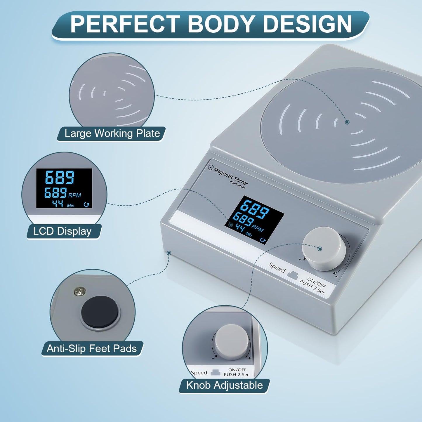 ANZESER magnetic stirrer with timer, 3.5L digital magnetic stirrer, magnetic stirring plate with LCD display.