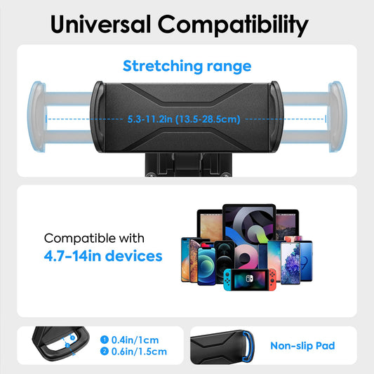 MoKo Universal Tablet Wall Mount, 360° Adjustable iPad Wall Mount for 4.7"-14'' Phones and Tablets, Expandable & Foldable Tablet Holder Wall made of Aluminum for Kitchen/Gym/Office, Black