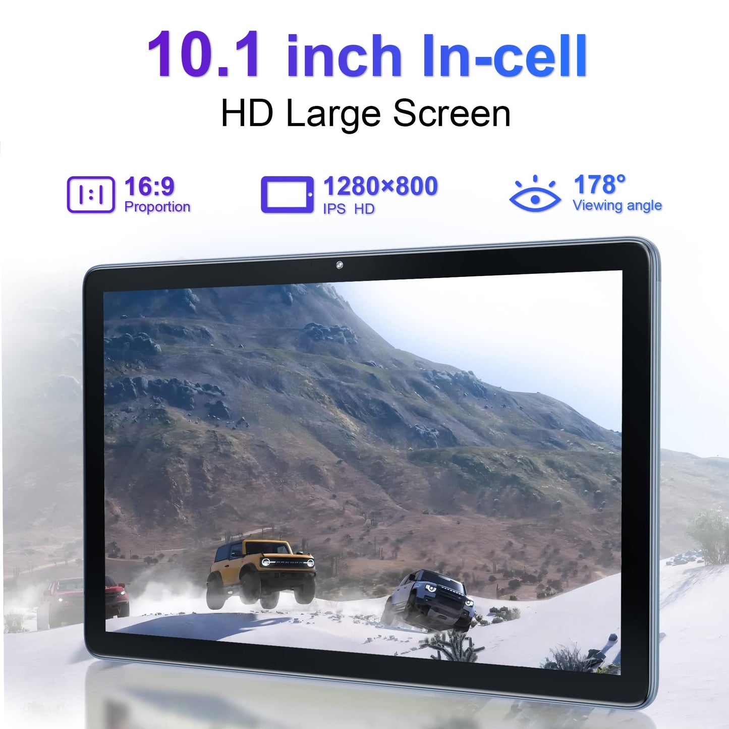 Kinstone Gaming Tablet, 10.1-inch touchscreen, Octa-Core CPU, 6GB RAM, 128GB ROM, 6000mAh battery, 5G WiFi, Widevine L1, 2MP+5MP camera, GPS, perfect gifts for kids to learn and play, Grey.