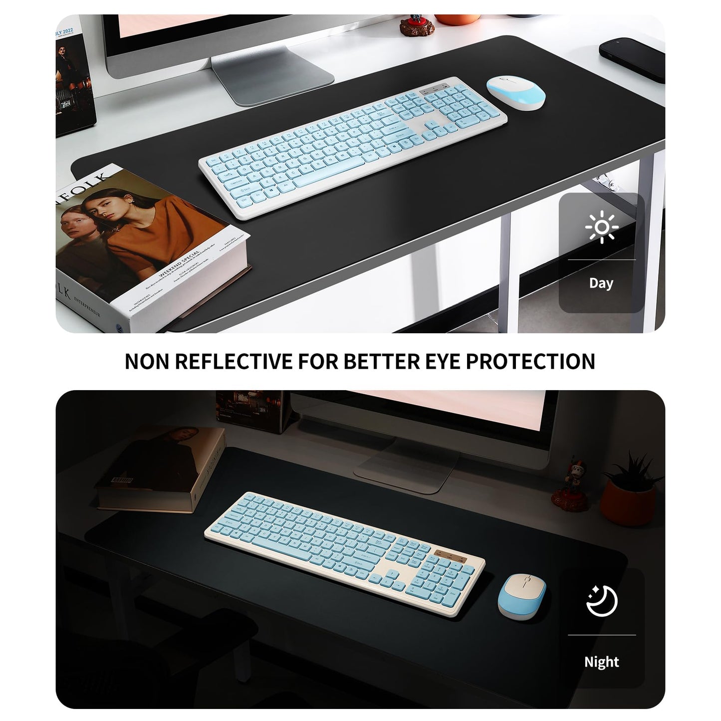 BUBM Desk Pad 120x60cm, Premium Leather Mouse Pad, Non-Slip Table Pad Writing Pad, Multifunctional Office Mousepad Desk Accessory for Office & Home Office (Black)