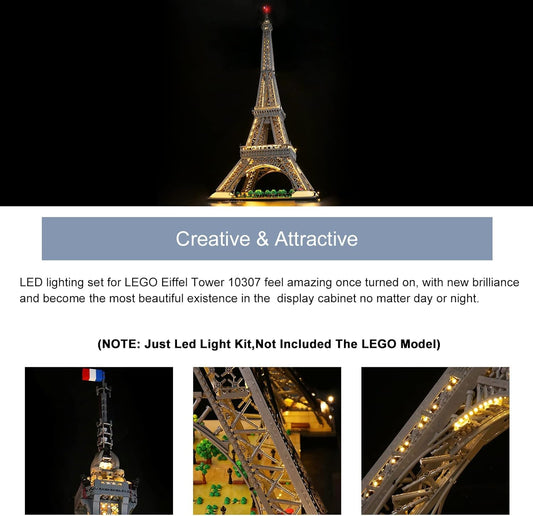 BrickBling decoration light kit compatible with Lego The Eiffel Tower building set, LED light set for 10307 Eiffel Tower architecture creative toy (no model)