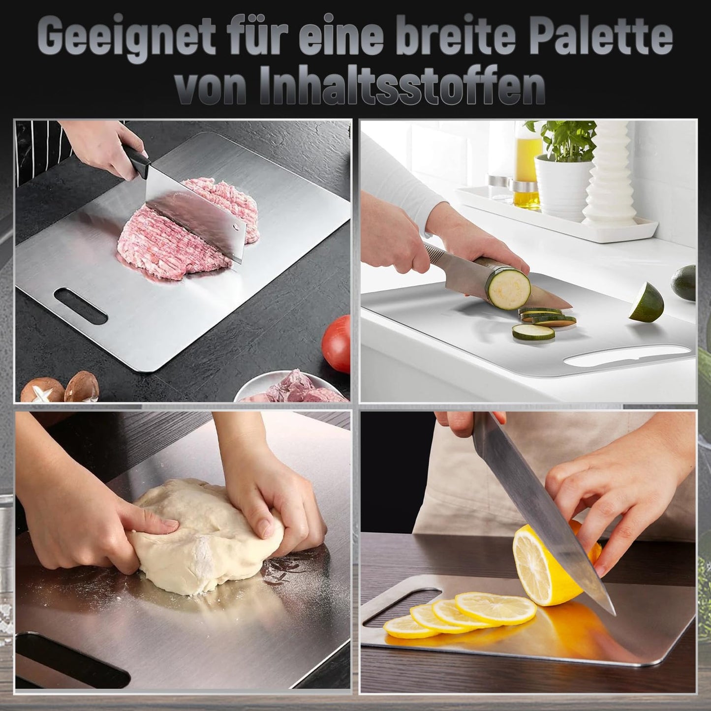 3 pieces of titanium cutting boards, stainless steel titanium cutting board, double-sided food grade cutting board, titanium cutting board for meat, fruit