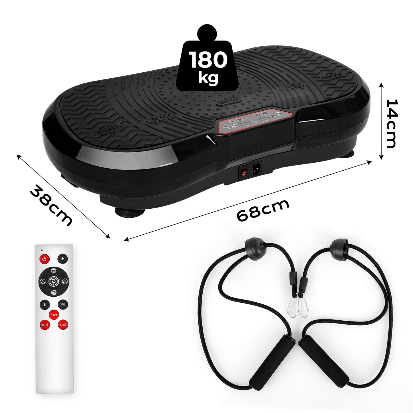 LIFERUN Vibration Plate 120 Intensity Levels + 10 Training Programs Quiet Motor Home Fitness Equipment Full Body Workout Muscle Training Massage Device with Remote Control and Training Belt 180 kg (Black)
