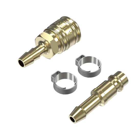 AUPROTEC pneumatic coupling set with brass coupling 6mm plug + clamps