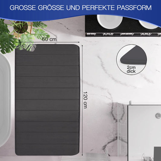 HOUYOMICS Non-Slip Bath Mat Large Bathroom Rug Extra Long Memory Foam Bath Mat Super Soft Absorbent Washable Floor Mat Bath Rug for Bathroom Living Room (Dark Grey, 60X120cm)