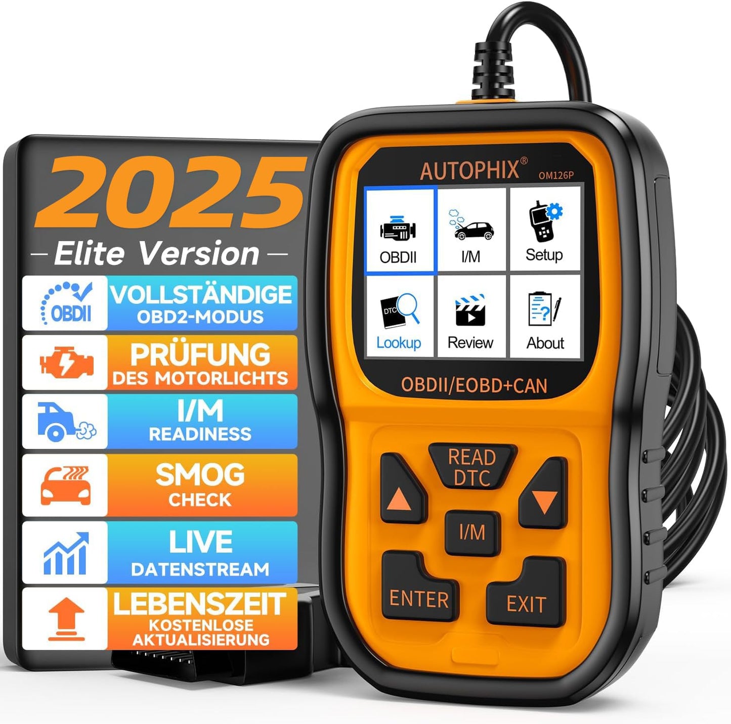 AUTOPHIX OM126P OBD2 diagnostic tool universal car fault code reader car diagnostic tool for all vehicles car scanner for OBDII protocol German