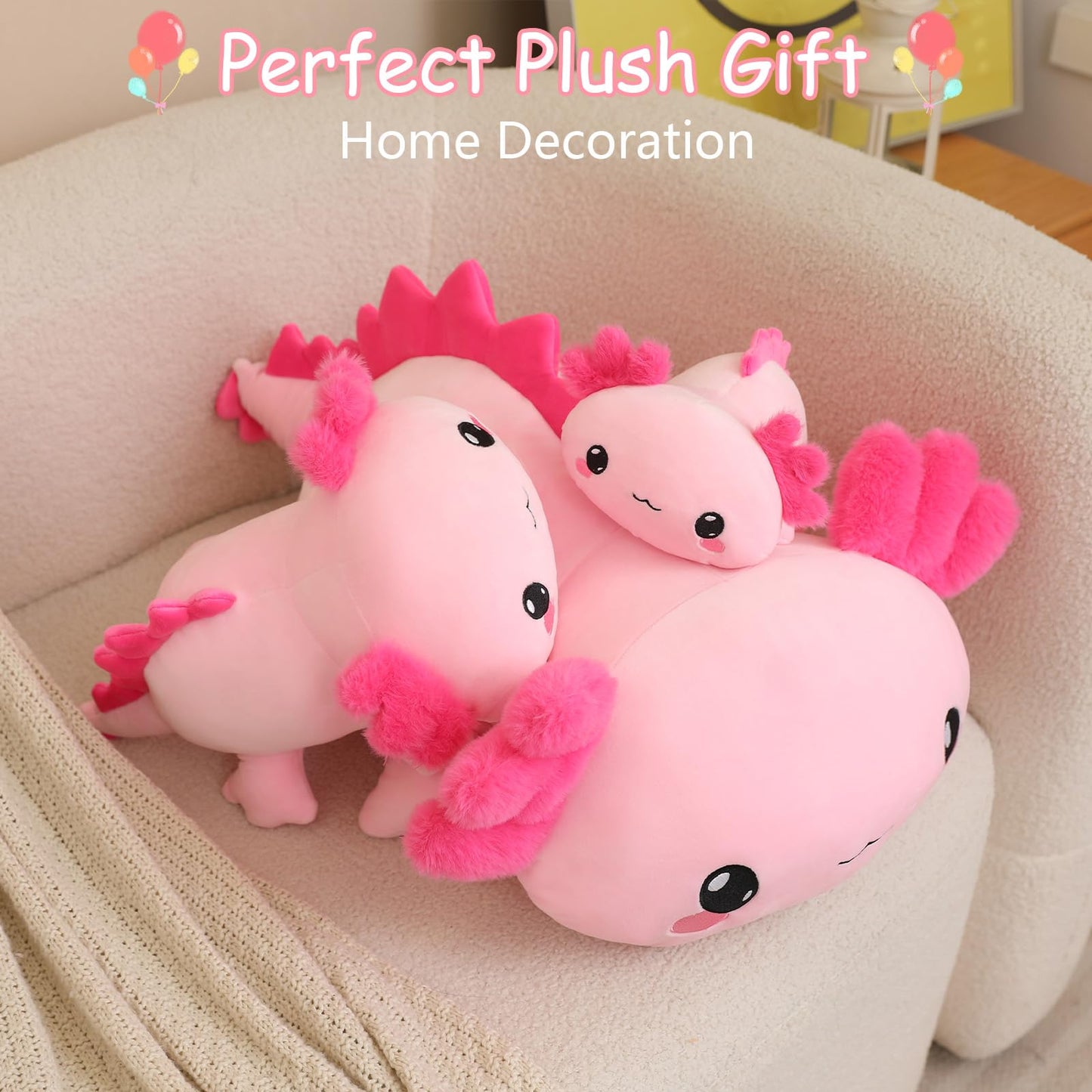 Complaining Axolotl Plush Cute plush toy pillow Axolotl stuffed animal plush toy gift for kids and adults 60 cm