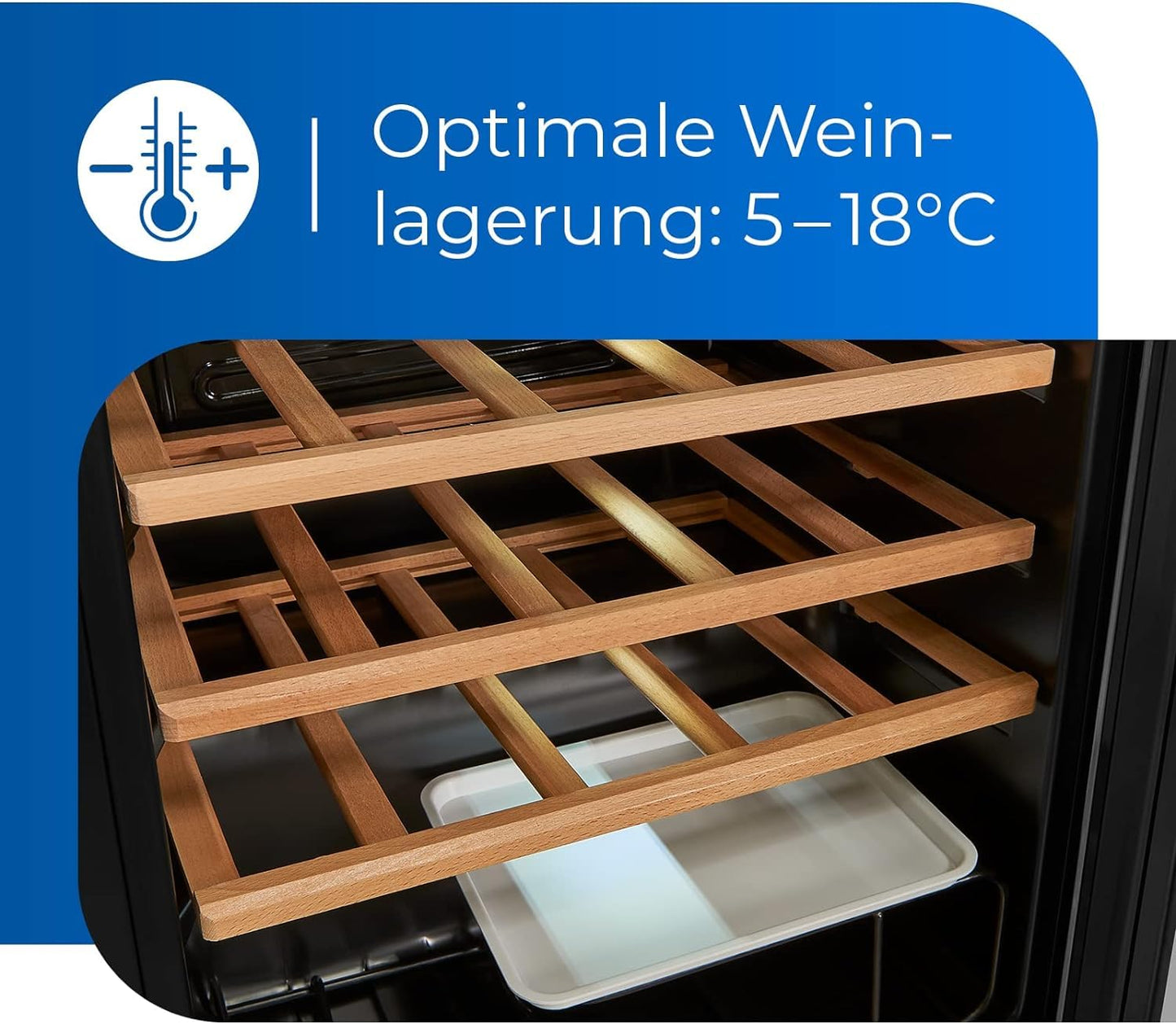 Exquisite wine cooler WS1-24-GTE-030G black | 66 l capacity | Black | Wine | Cooling | Wooden shelves | Display | LED light