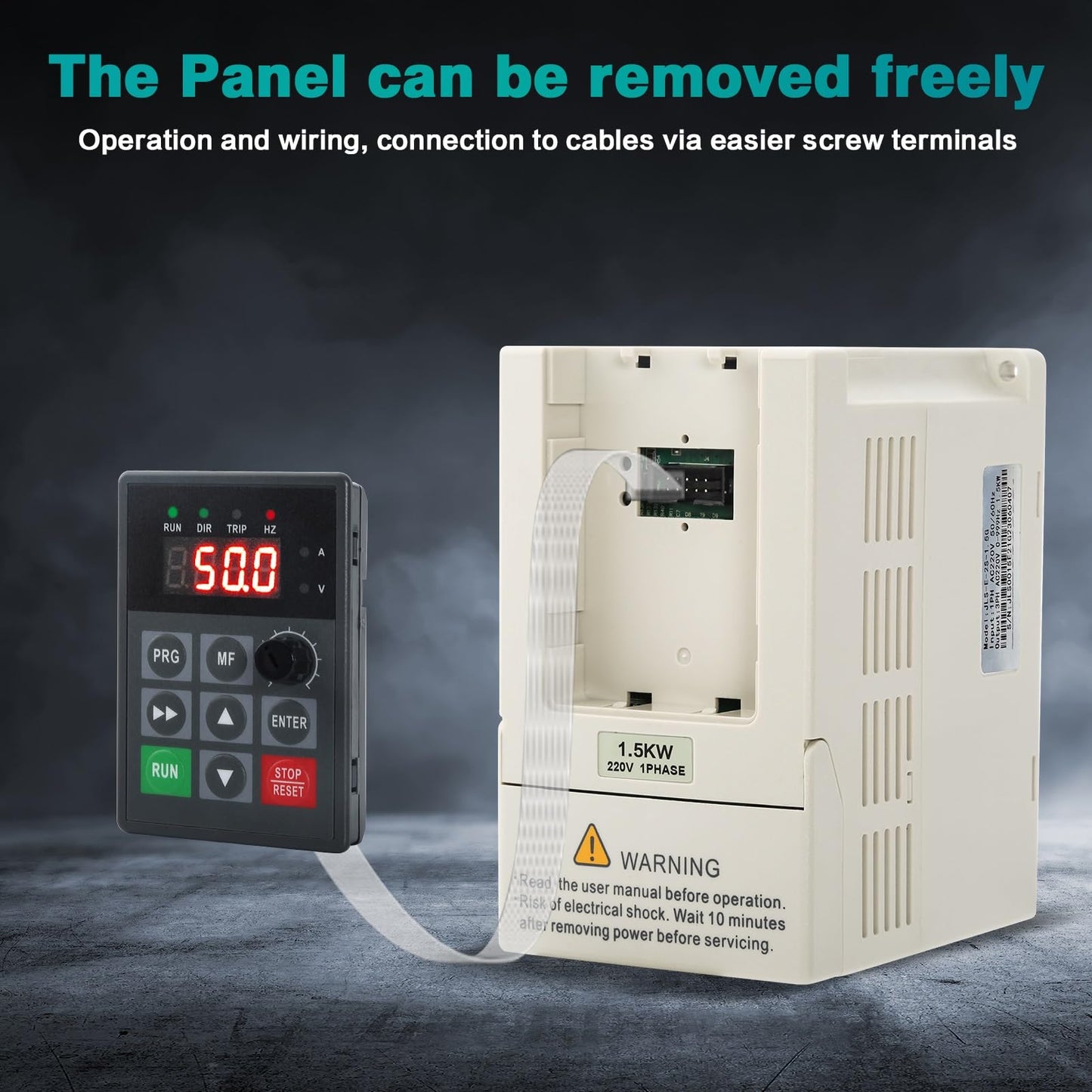 Ailao Frequency Converter 230V VFD Motor Speed Controller 1 Phase Input 3 Phase Output Frequency Converter CNC Converter 1.5KW with 2M Extension Cable.