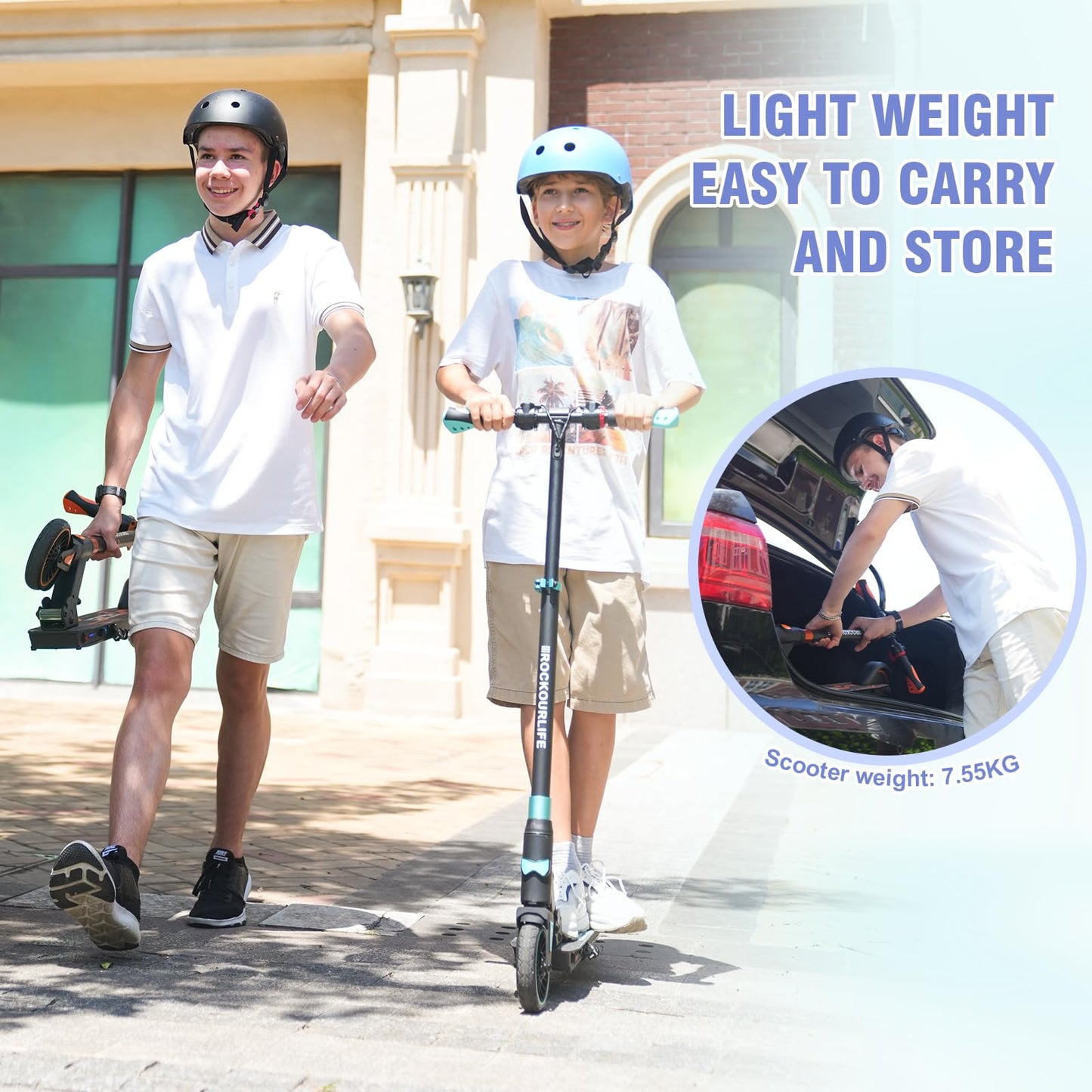 RCB R15 E-Scooter Children (8-12-16 years) - up to 20 km/h, Max. Range 16 km, Electric scooter foldable for children, Gift for children and teenagers.