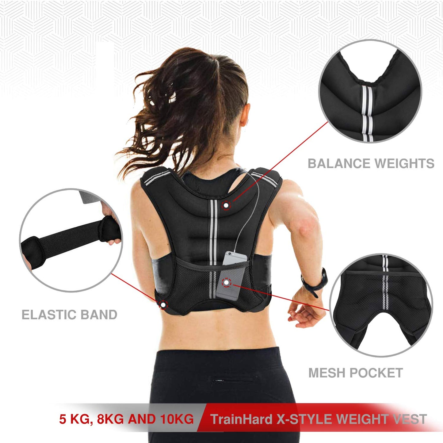 Train hard with our 5 KG / 8 KG / 10 KG weighted vest, X-style running vest, perfect for strength training, running, fitness, and cross training (5 KG)