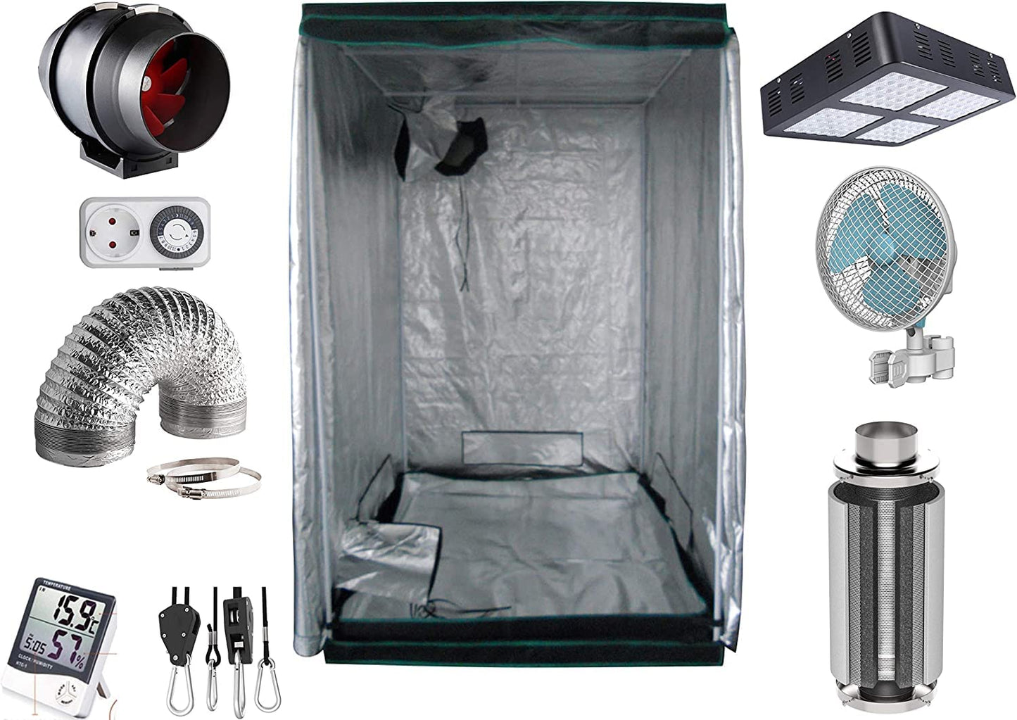 Sinowell Grow tent Pro 600W dimmable HPS 120x120x200cm with carbon filter and grow tent.