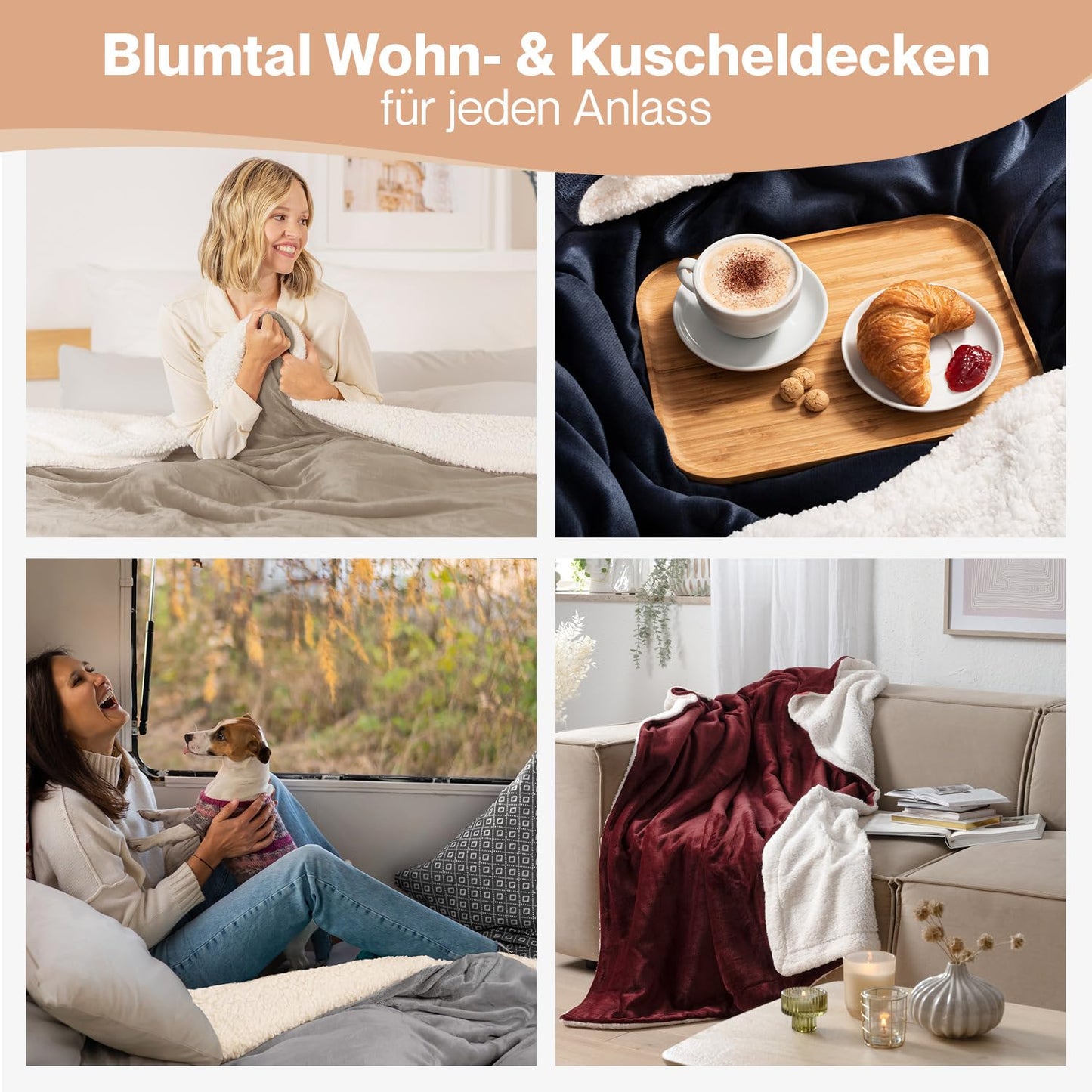 Blumtal Premium Sherpa Cuddly Blanket fluffy 220x240 cm - Oeko-Tex certified. Sofa Blanket with thick Sherpa lining - super fluffy and extra thick, warming - Fluffy Blanket - Anthracite