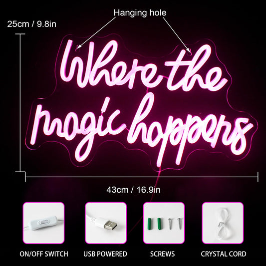 Where the Magic Happens LED Pink Neon Light Signboard for Wall, Acrylic Neon Sign for Bedroom, Wedding, Birthday, Party Decoration Sign.