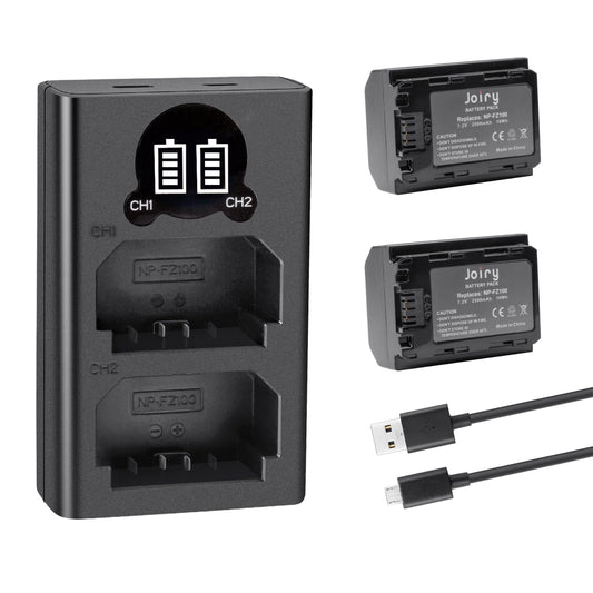 2 x NP-FZ100 Replacement Batteries and Dual Charger Compatible with Sony A9 A9R A9S, Alpha9 9R 9S, for Sony a7iii A7RIII A7R3 Digital Camera