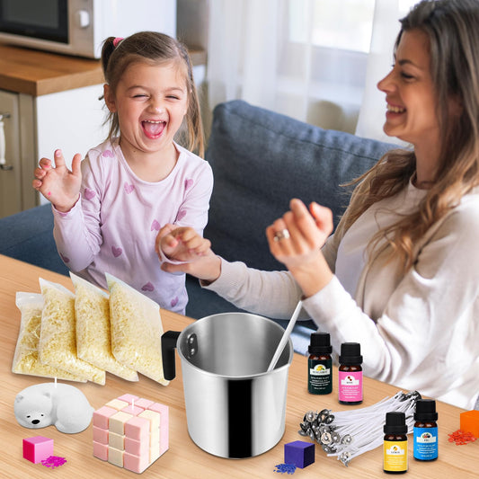 SAMISO DIY Candle Making Kit, Candle Making Pot, 8 Candle Colors, 1.2L Melting Pot, and Candle Wicks for Candles. 4 Lengths Candle Making Sets & Accessories.