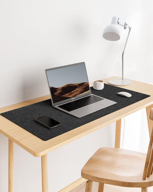 YSAGi Desk Pad Felt, 100x40cm Non-Slip Desk Mat, Large Mouse Pad Keyboard Mat Desk Accessory for Office & Home Office, Black