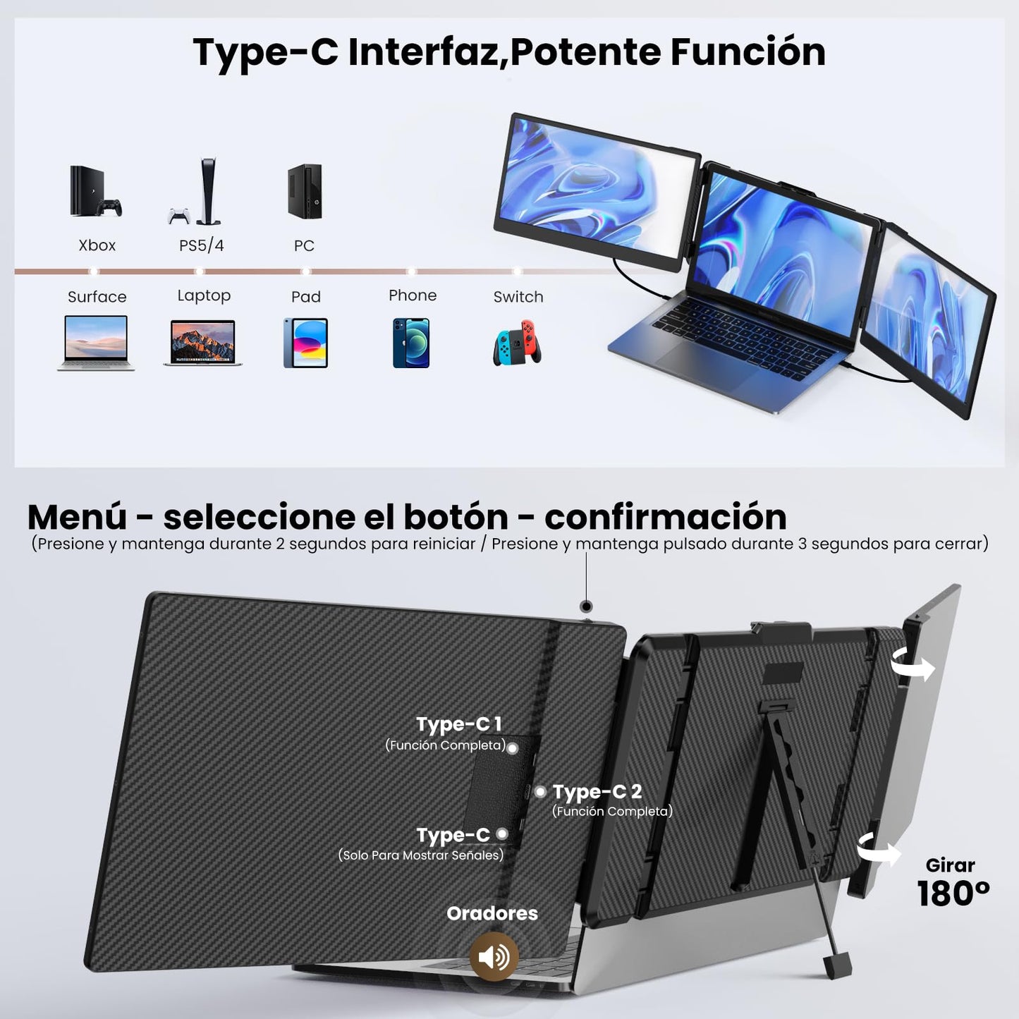 SMISEACOW Portable Monitor S2 - Mobile laptop screen extension 14 inch FHD 1080P portable monitor laptop screen extender HDMI extension