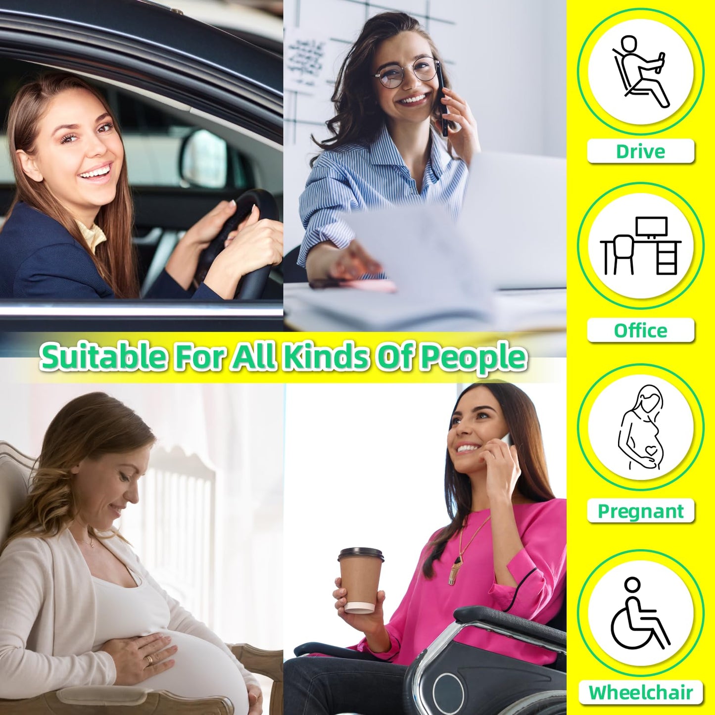 Kingphenix car seat cushion with back support cushion: enhanced comfort memory foam design for pain relief, great for drivers and office use, ergonomic lumbar comfort for extended sitting, Brown