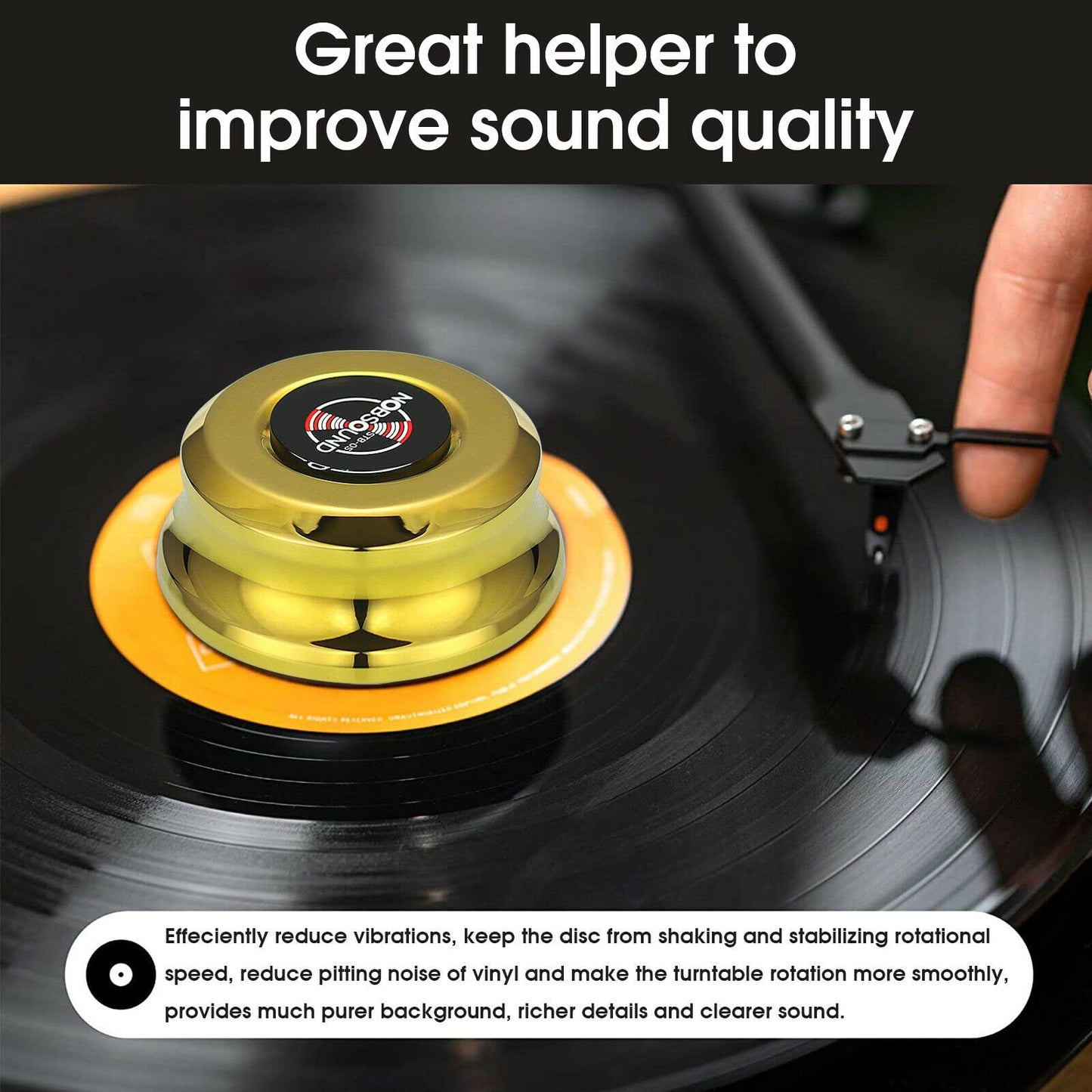 Turntable Disc Record Weight Stabilizer - Nobsound Record Weight Clamp Stabilizer in pure brass for LP Turntable Record Player (STB-05) (Gold)