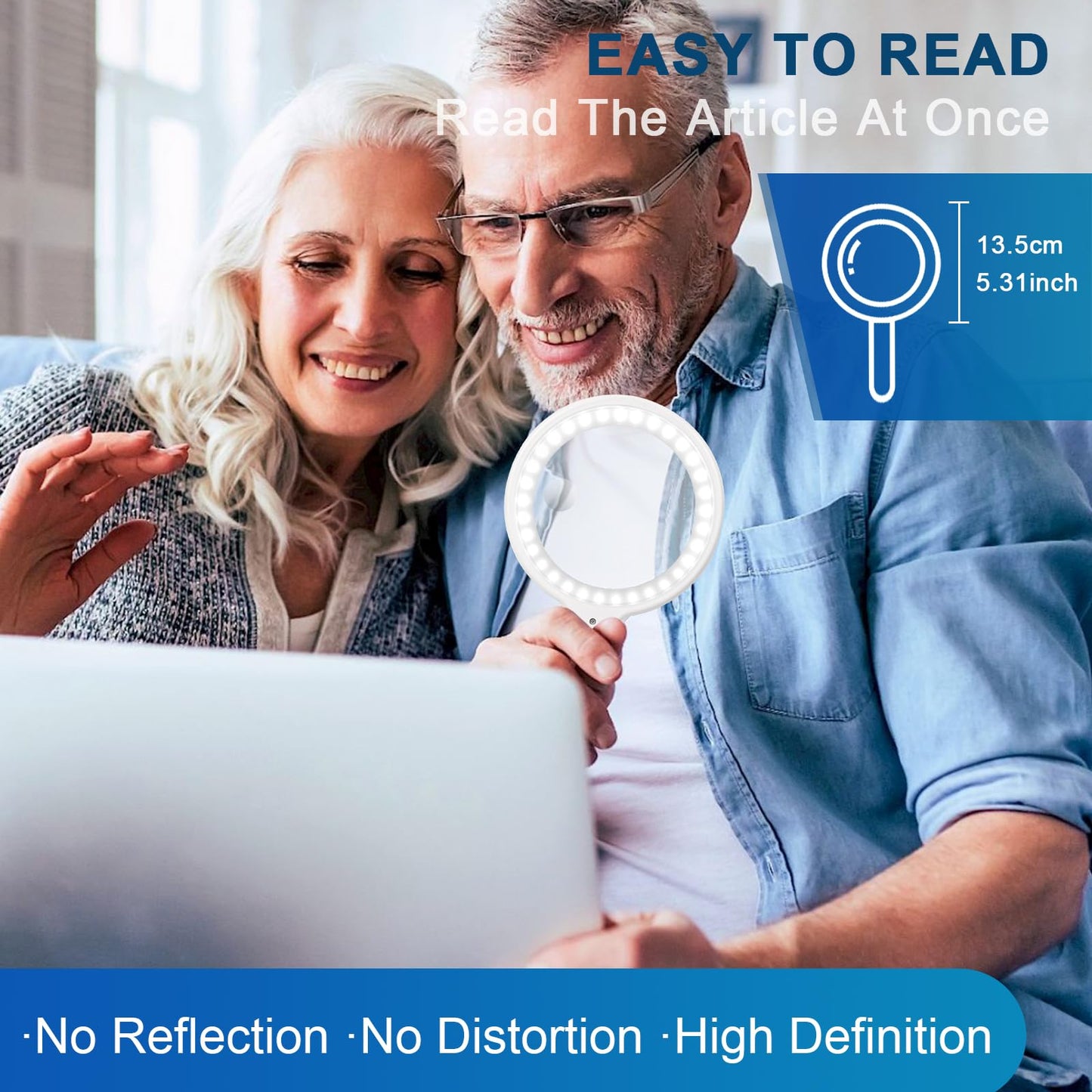 Magnifying Glass with Light, Afaneep Magnifying Glass 30x 60x Handheld Magnifier, 3 Modes 33 LED Magnifying Glass with Light for Seniors, Inspection, Coins, Jewelry (White)