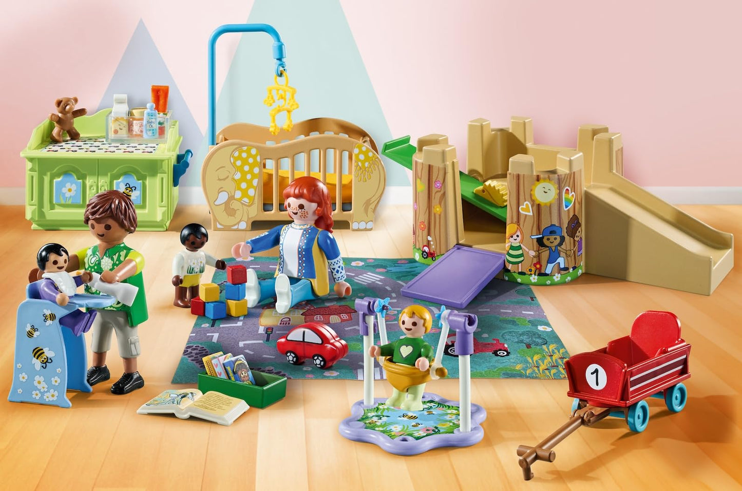 PLAYMOBIL MyLife Promo Pack 71649 Crawling Group, includes five figures, play tower, slide, and many cute accessories, detailed toy for children aged 4 and up.