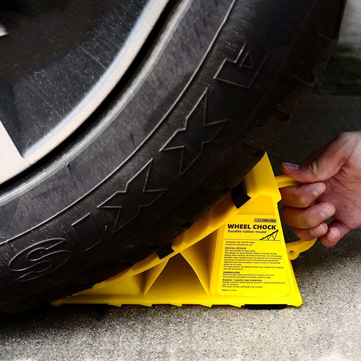 Leadstand vehicle chocks, non-slip bottom, suitable for RVs, trailers, yellow plastic, fits most tire sizes (2)