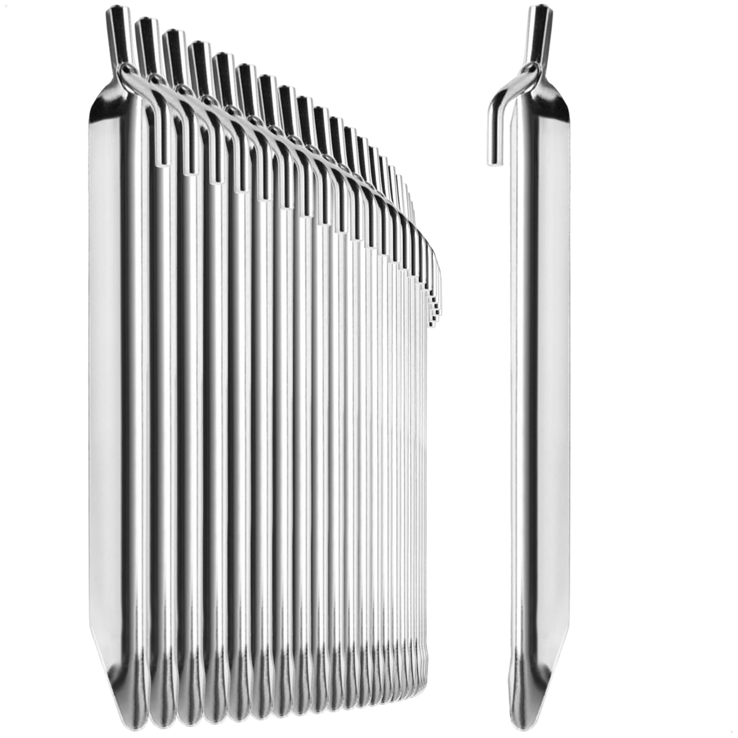 com-four® 32x tent pegs made of steel - sturdy ground stakes in V-shape for camping and outdoor activities - perfect for regular ground