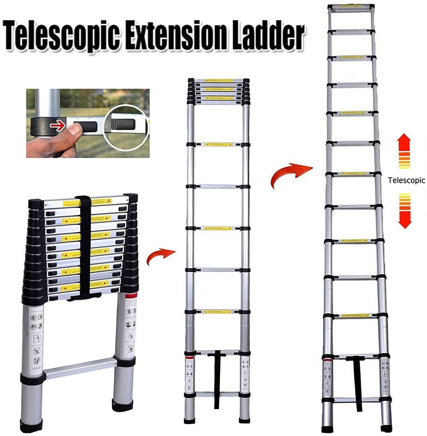 Multipurpose ladder 5m telescopic ladder aluminum folding ladder non-slip extendable sturdy step ladder 150 kg/330 lbs capacity